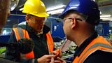 Tom Heap inside the recycling facility whilst making the programme.