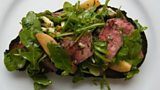 Haunch of venison with caramelised pears