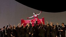 A scene from Act I of Verdi's "La Traviata" with Diana Damrau as Violetta.