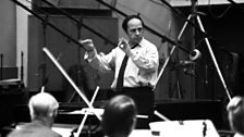 Boulez conducting the BBC Symphony Orchestra at Maida Vale, 1973.