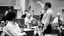 Boulez conducting the BBC Symphony Orchestra at Maida Vale, 1973.