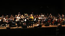Scott Davies, Katie Hall, Gerónimo Rauch and Celinde Schoenmaker with the BBC Concert Orchestra