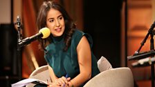 Presenter and journalist Nawal al-Maghafi hosts The Cultural Frontline panel in the BBC Radio Theatre, London