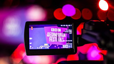BBC at the Edinburgh Festival showing on a camera monitor