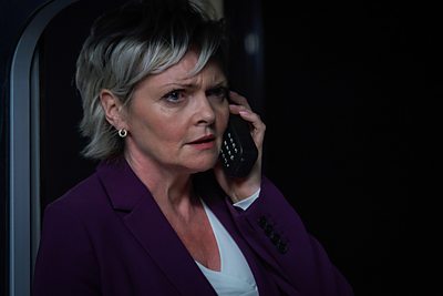 Liz Draycot (SHARON SMALL) in Nightsleeper (Credit: BBC/Euston Films/Anne Binckebanck)
