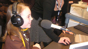 girl in radio studio
